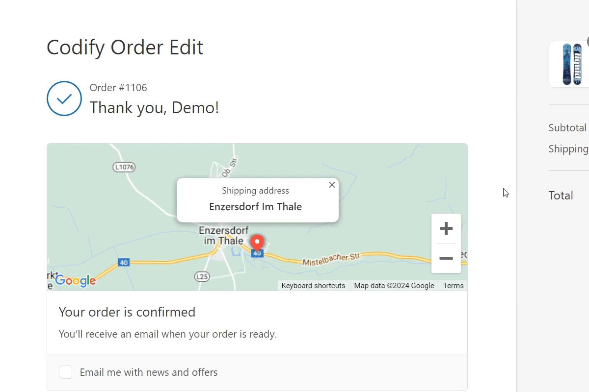 Edit order from the order status page