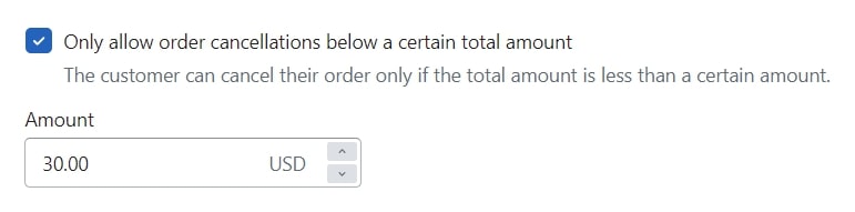 Limit order cancellations below a certain total amount