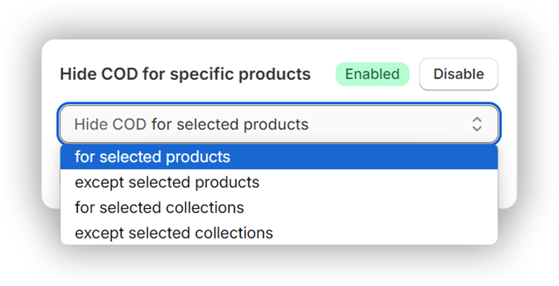 Restrict COD for specific products