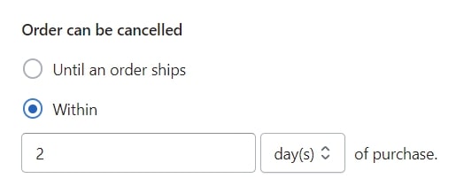 Setting a time limit to cancel the order