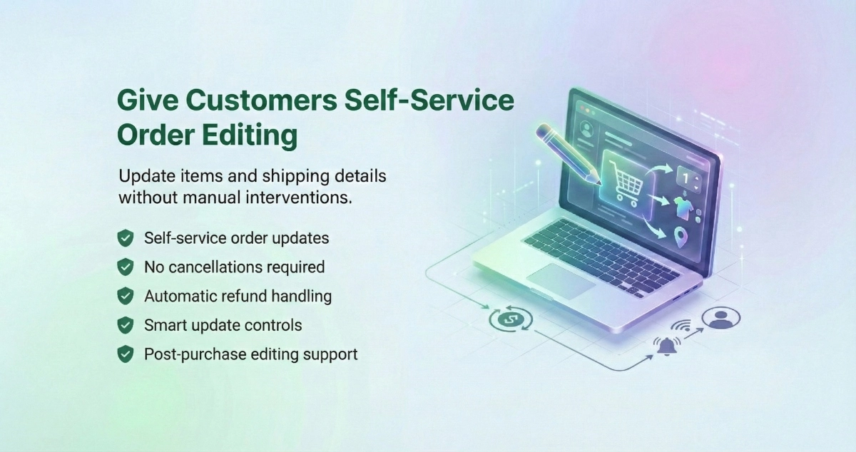 Customers editing Shopify order items and shipping address after purchase