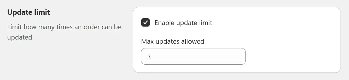 Setting limit for how many times customers can edit orders after purchase in Shopify