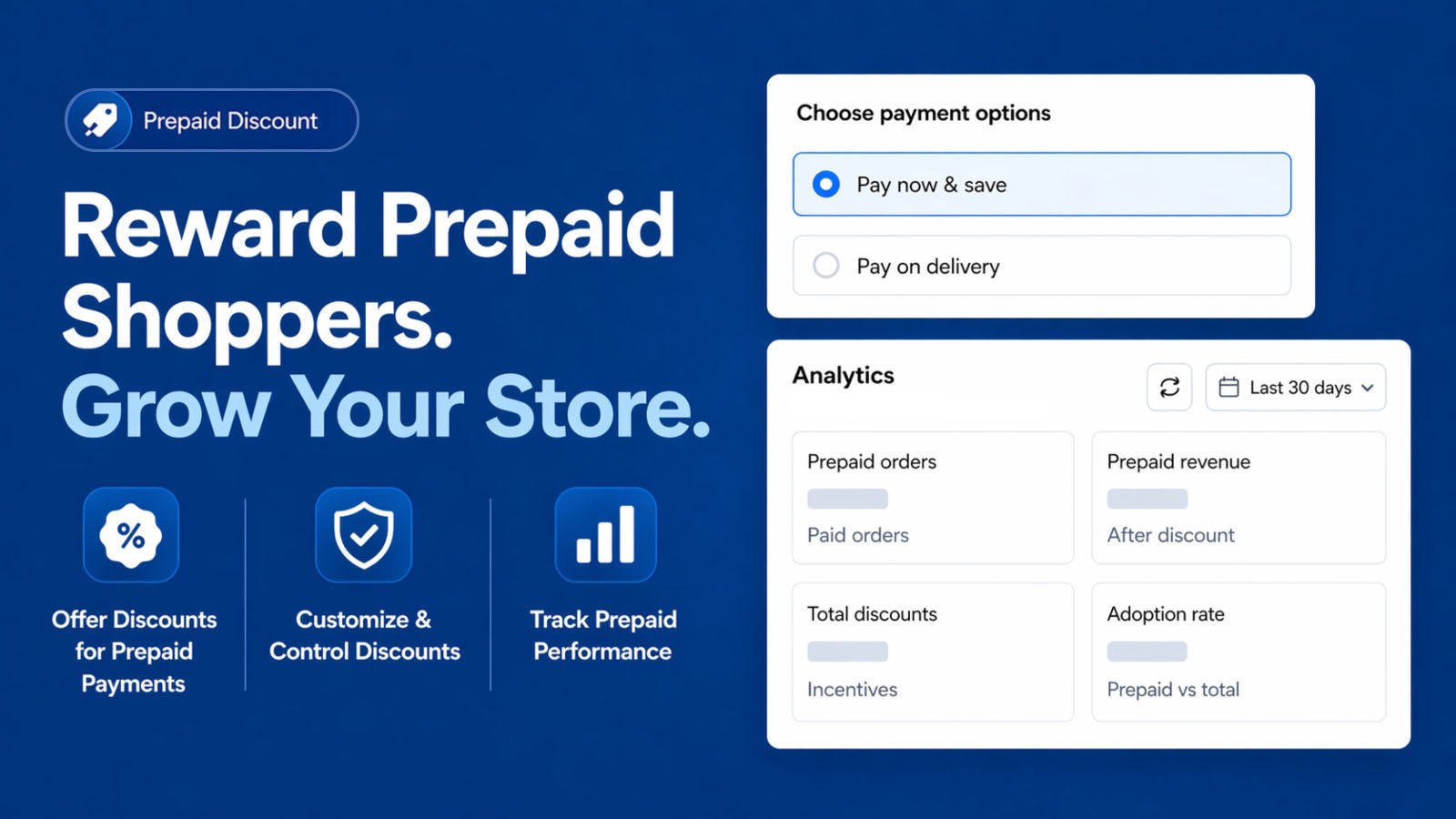 Prepaid discount Shopify app with pay now and COD options and performance analytics